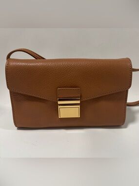 SAKS FIFTH AVENUE Luggage Tan Leather Bag Crossbody, Clutch